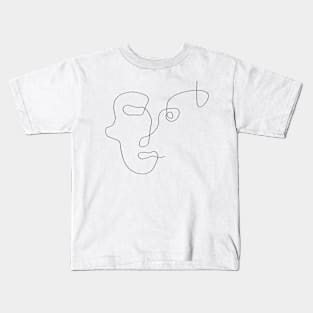 One Line Art Face Kids T-Shirt